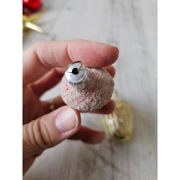 Vintage flocked acorn glass red gold ornament Xmas tree - Picture 5 of 11